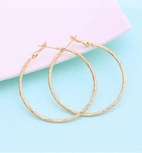 Load image into Gallery viewer, Gold Twisted Hoop Earrings, 50mm