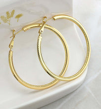 Load image into Gallery viewer, Gold Round Hoop Earrings, 50mm