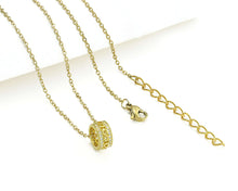 Load image into Gallery viewer, Gold Filigree Ring Crystal Pendant Necklace
