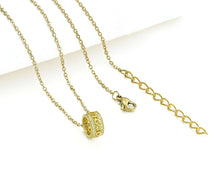 Load image into Gallery viewer, Gold Filigree Ring Crystal Pendant Necklace