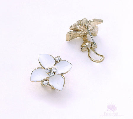 White Floral Stud Earrings