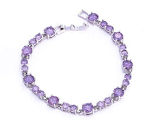 Load image into Gallery viewer, Sterling Silver Amethyst Purple Tennis Bracelet, 7 inches