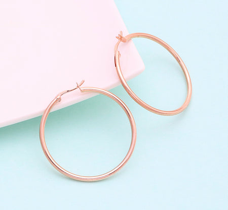 Rose Gold Hoop Earrings, 40mm