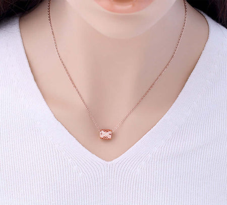 Rose Gold Barrel Pave Pendant Necklace