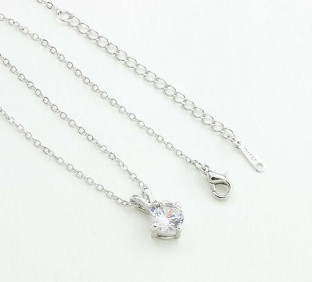 Stainless Steel Necklace + Glittering Cubic Zirconia Pendant