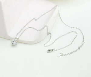 Stainless Steel Necklace + Glittering Cubic Zirconia Pendant
