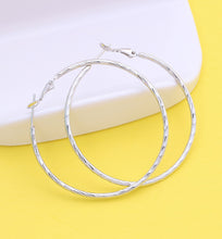 Load image into Gallery viewer, Platinum Hoop Earrings, 50mm
