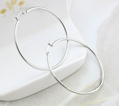 Stainless Steel Hoop Earrings, 54mm