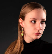 Load image into Gallery viewer, Fire Opal Gold Plated French Hook Dangle Earrings