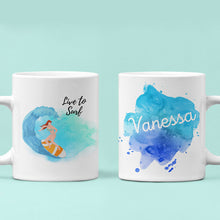 Load image into Gallery viewer, Personalized Ceramic Mug Gift for Surfers, 2 Sided Custom 11oz Mug