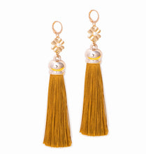 Load image into Gallery viewer, Yellow Tassel Dangle Earrings, 4.2 inches