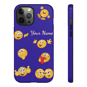Smiley Face Personalized w/ Six Background Colors iPhone 15/14/13/12/11/10 X/8, Samsung Galaxy S10/S20/S21/S22/S23, Samsung S20 FE/S21 FE, Google Pixel 5/6/7 Tough Phone Cases