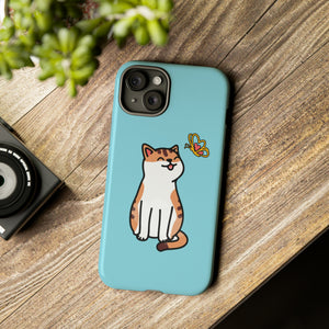 Happy Butterfly Cat iPhone 15/14/13/12/11/10 X/8, Samsung Galaxy S10/S20/S21/S22, Samsung S20 FE/S21 FE, Google Pixel 5/6 Tough Phone Cases