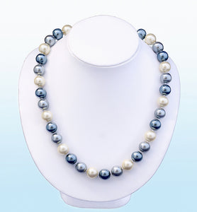 Akoya Ivory Grey Blue 12mm Pearl Statement Necklace, 18 inches