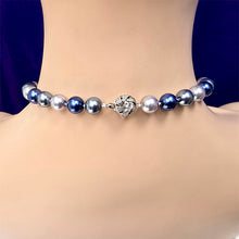 Load image into Gallery viewer, Akoya Grey Blue Pearl Statement Necklace, 18 inches
