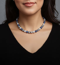 Load image into Gallery viewer, Akoya Grey Blue Pearl Statement Necklace, 18 inches
