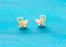Load image into Gallery viewer, Gold &amp; Cubic Zirconia Butterfly Earrings: Symbols of Hope &amp; Transformation
