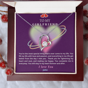 Forever Love Heart Pendant Necklace for Girlfriend – Personalized Gift Message Card