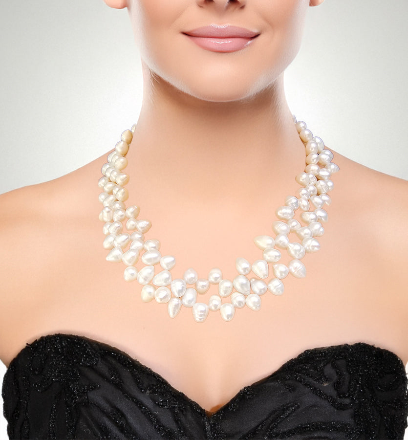 Freshwater Pearl Necklace – 2-Strand Twisted or Layered Statement, 20