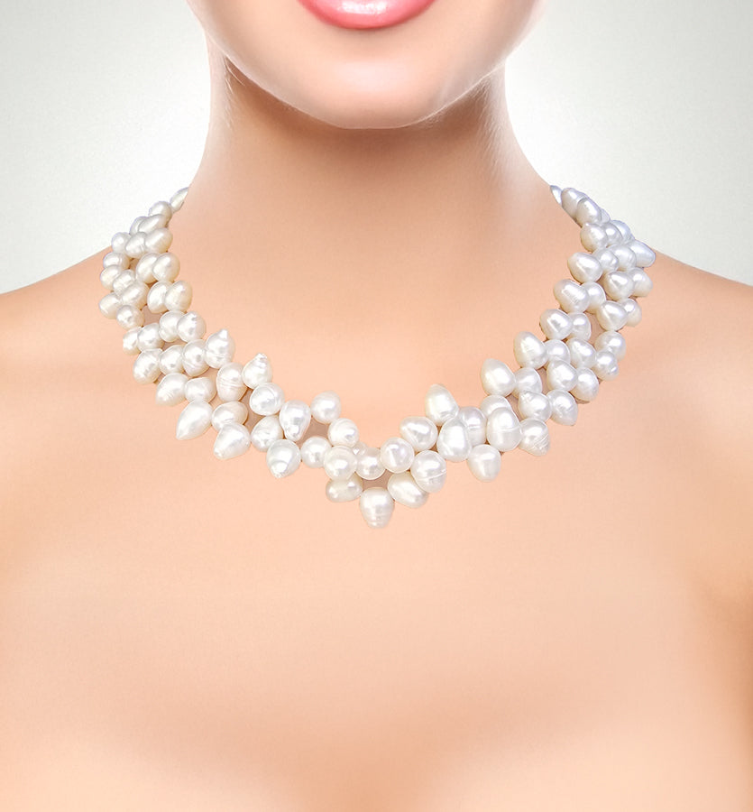 Freshwater String of Pearls Statement Necklace, 18 inches