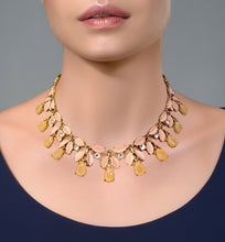 Load image into Gallery viewer, Pink and Yellow Necklace, 16 inches Bib-Style Statement Necklace
