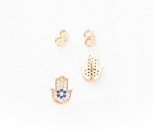 Load image into Gallery viewer, Hamsa Hand Stud Earrings: Symbolic Luck and Protection from Evil Eyes
