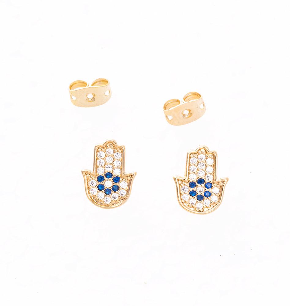 Hamsa Hand Stud Earrings: Symbolic Luck and Protection from Evil Eyes
