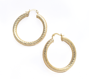 40mm 14K Gold Hoop Earrings Twist design