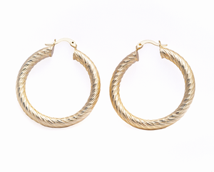 40mm 14K Gold Hoop Earrings Twist design