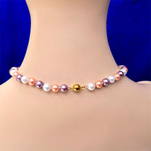 Load image into Gallery viewer, Multicolor Pearl Necklace: White, Peach, Purple Hues for Effortless Style, 18 inches

