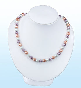 Pastel Pearl Statement Necklace: Elegant Hues for Effortless Style, 18 inches