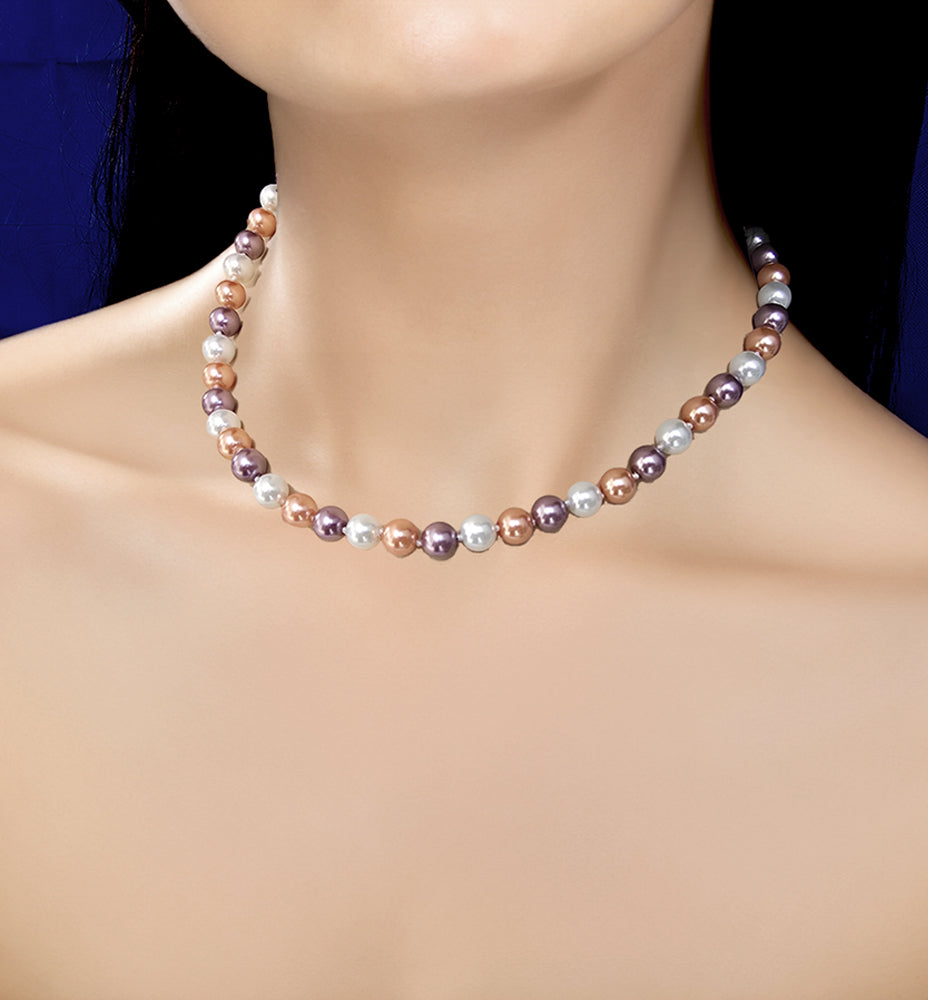 Pastel Pearl Statement Necklace: Elegant Hues for Effortless Style, 18 inches