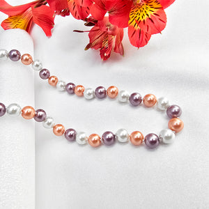 Pastel Pearl Statement Necklace: Elegant Hues for Effortless Style, 18 inches
