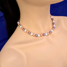 Load image into Gallery viewer, Multicolor Pearl Necklace: White, Peach, Purple Hues for Effortless Style, 18 inches
