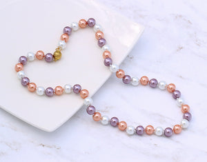 Pastel Pearl Statement Necklace: Elegant Hues for Effortless Style, 18 inches