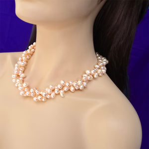 Cream Freshwater Pearl Necklace – 2-Strand Handmade Statement, 20" for All Skin Tones
