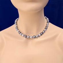 Load image into Gallery viewer, Tahitian Silver Grey Pearl Statement Necklace - 10mm Hand-Knotted Elegance (18&quot;)
