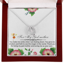 Load image into Gallery viewer, Wishbone Crystal Necklace - Jewelry Gift for God Mother - Personalized Message Card
