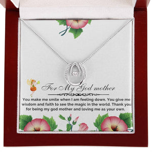 Wishbone Crystal Necklace - Jewelry Gift for God Mother - Personalized Message Card