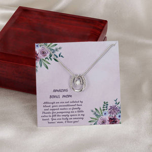 Lucky Horseshoe Necklace Gift for Stepmom - Personalized Message Card