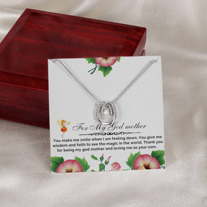 Wishbone Crystal Necklace - Jewelry Gift for God Mother - Personalized Message Card