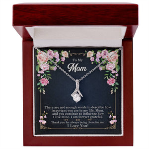 Alluring Ribbon Pendant Necklace Gift for Mother - Personalized Message Card