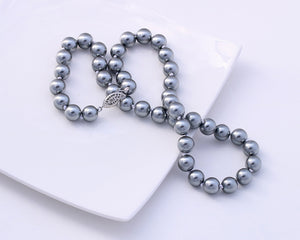 Tahitian Silver Pearl Statement Necklace, 18 inches
