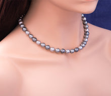 Load image into Gallery viewer, Tahitian Silver Pearl Statement Necklace, 18 inches
