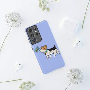 Dog Butterfly Blue Color iPhone 15/14/13/12/11/10 X/8, Samsung Galaxy S10/S20/S21/S22, Samsung S20 FE/S21 FE, Google Pixel 5/6 Tough Phone Cases