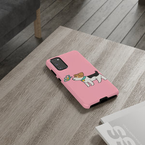 Dog Butterfly Pastel Pink iPhone 13/12/11/10 X/8, Samsung Galaxy S10/S20/S21/S22, Samsung S20 FE/S21 FE, Google Pixel 5/6 Tough Phone Cases