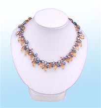Load image into Gallery viewer, Marquise Citrine Glass Pearl Statement Necklace, 18 inches
