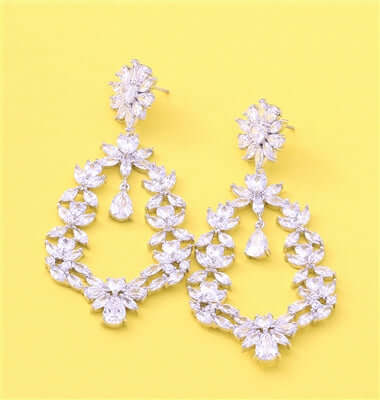 Glamorous Bridal Crystal Statement Earrings