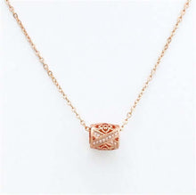 Load image into Gallery viewer, Rose Gold Barrel Pave Pendant Necklace
