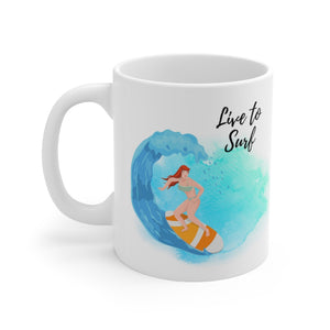 Personalized Ceramic Mug Gift for Surfers, 2 Sided Custom 11oz Mug